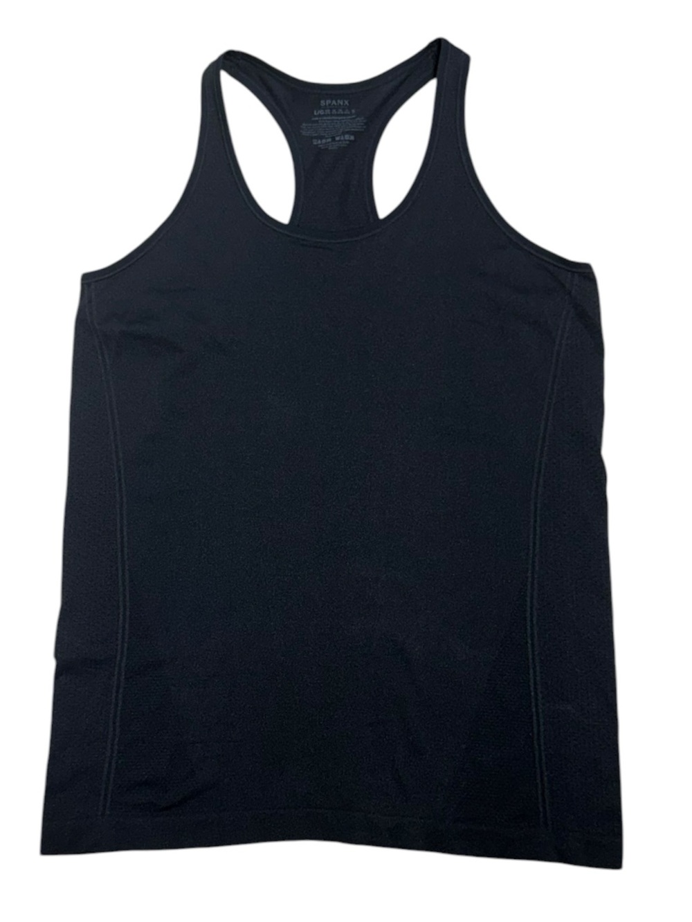 NWT Spanx Look At Me Now Seamless Tank Top L Black 50194R Activewear Racerback - Picture 2 of 8